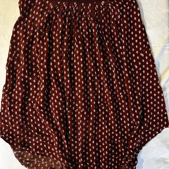 H&M Women’s Size 12 Rust Brown Printed Tiered Skirt Smocked Waist -A158 - Picture 4 of 7